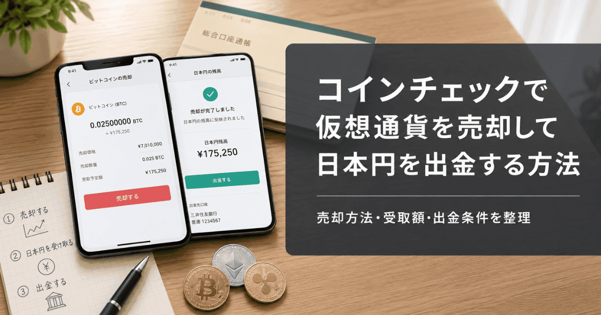 コインチェックで仮想通貨を売却して日本円を出金する方法｜売却方法・受取額・出金条件を整理