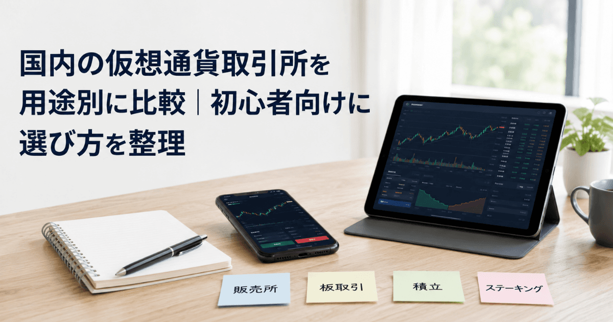 国内の仮想通貨取引所を用途別に比較｜初心者向けに選び方を整理