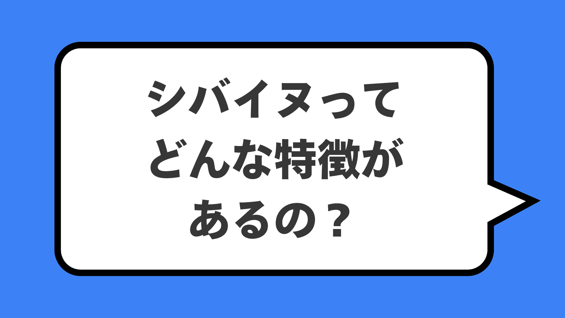 シバイヌってどんな特徴があるの？