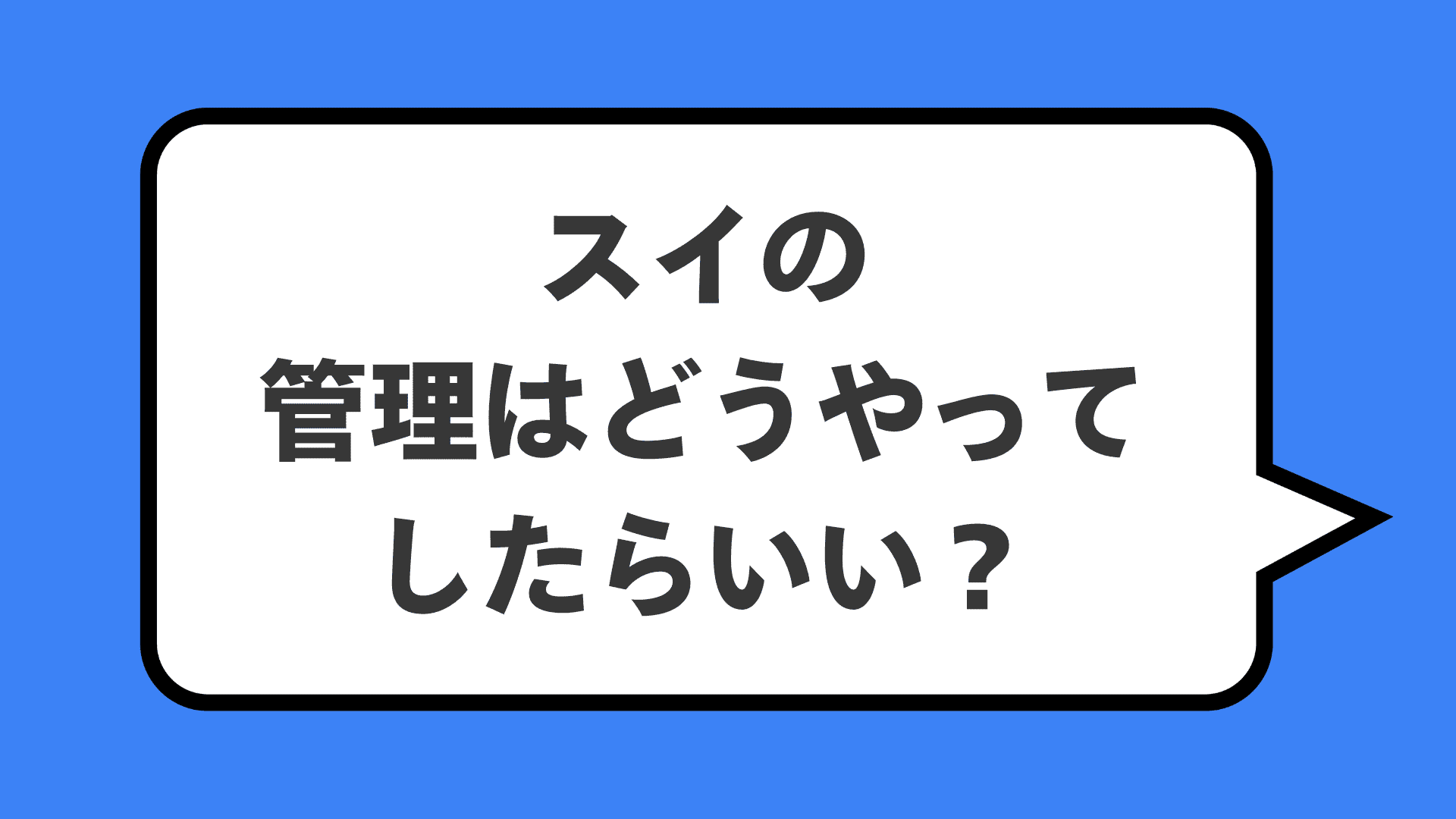 スイの管理はどうやってしたらいい？