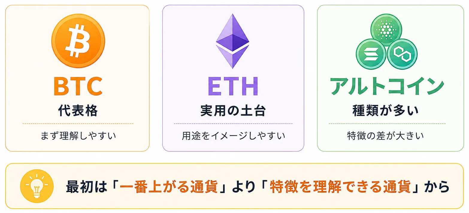BTC・ETH・アルトコインの違い