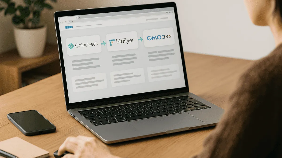 メインのコインチェック紹介ページ・各取引所個別ページへのハブ動線