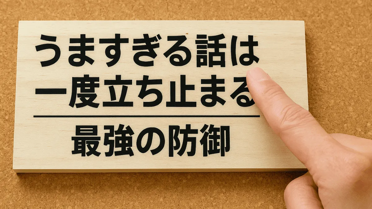 うますぎる話は一度立ち止まる 最強の防御