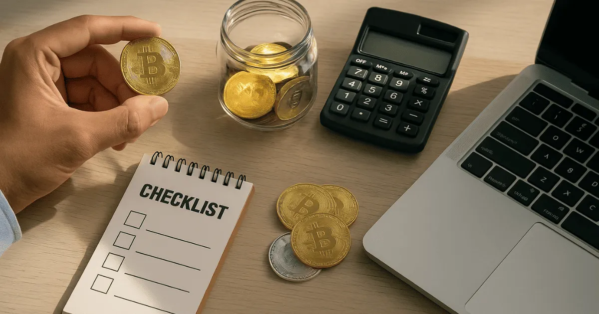 ビットコインとチェックシートのイメージ画像