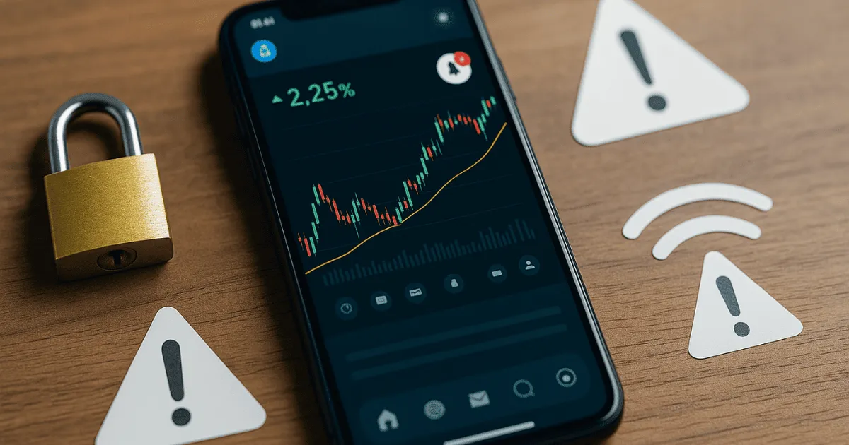 スマホ取引と注意喚起のイメージ
